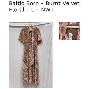 Baltic Born - Burnt Velvet Floral Dress - L - NWT
